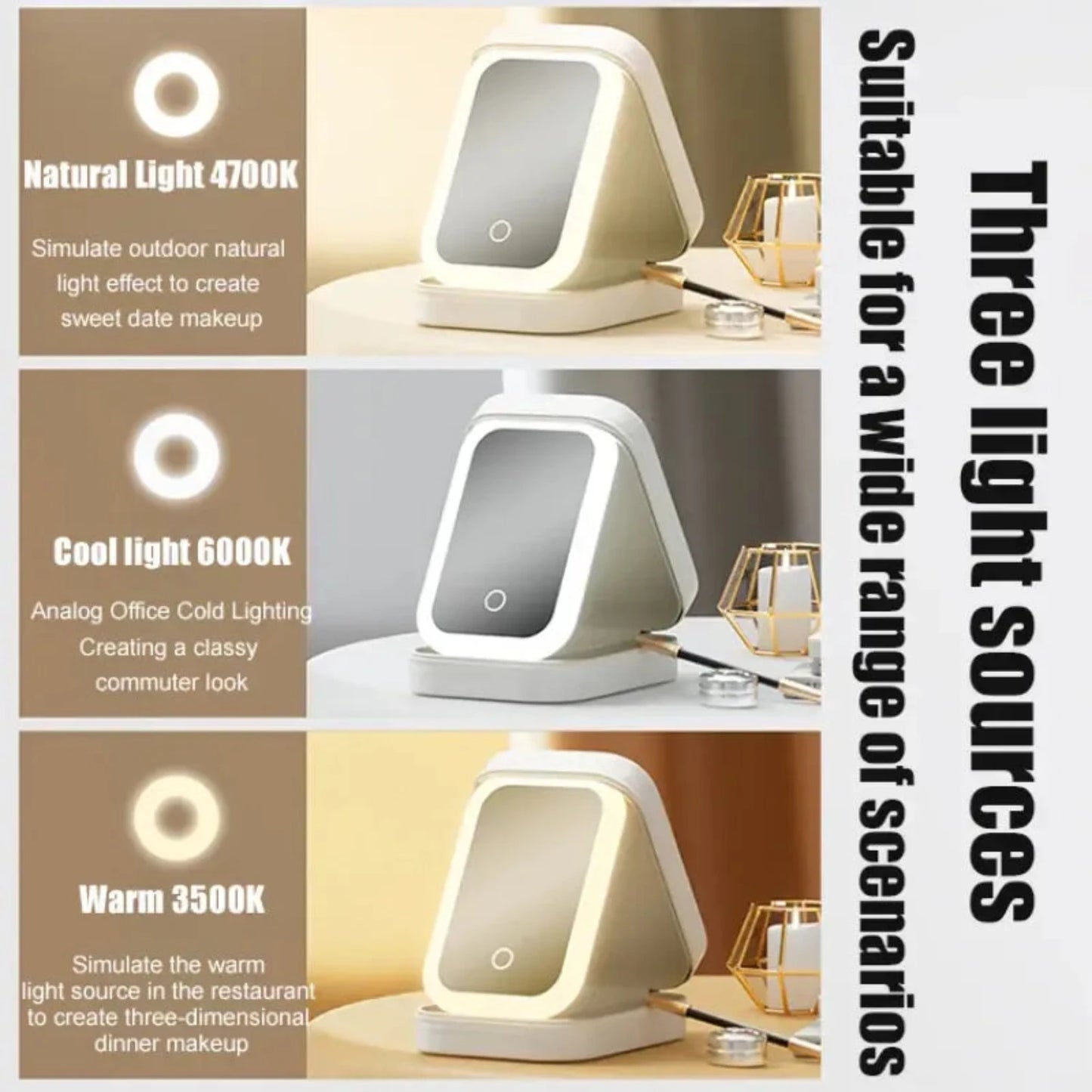 LED Mirror Makeup Storage Box Cosmetic And Toiletry Bag
