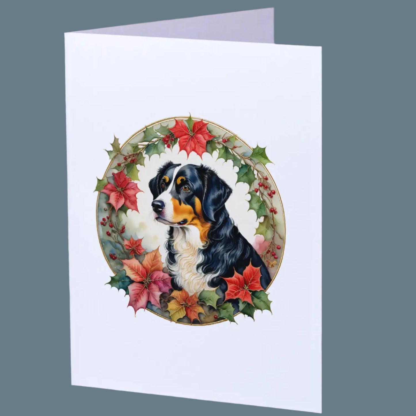 Appenzeller Sennenhund Christmas Flowers Greeting Cards Pack of 8