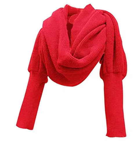 Stylish Knit Wool Scarf Shawl with Sleeves