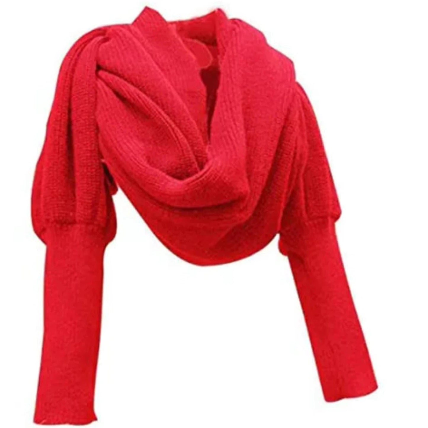 Stylish Knit Wool Scarf Shawl with Sleeves