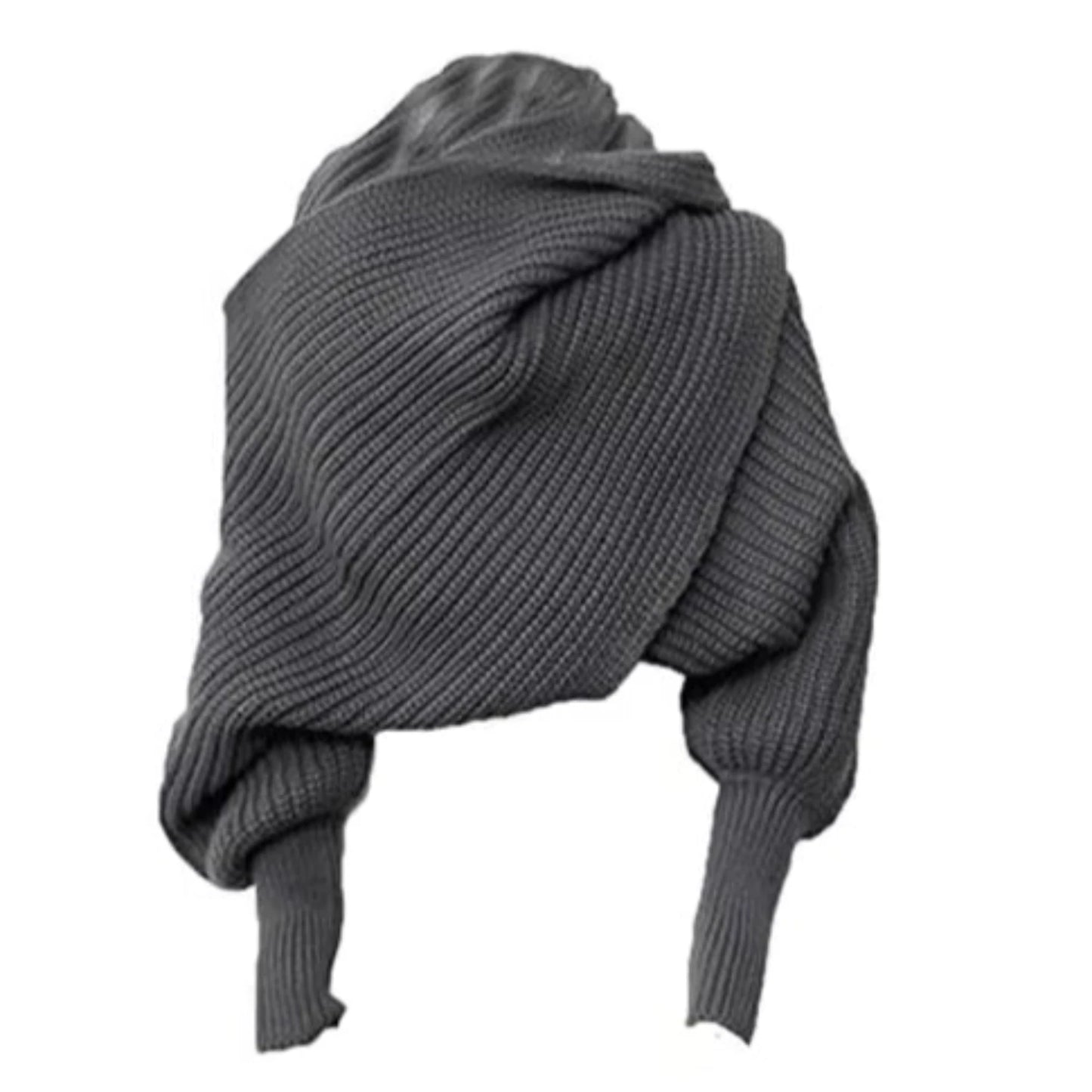 Stylish Knit Wool Scarf Shawl with Sleeves