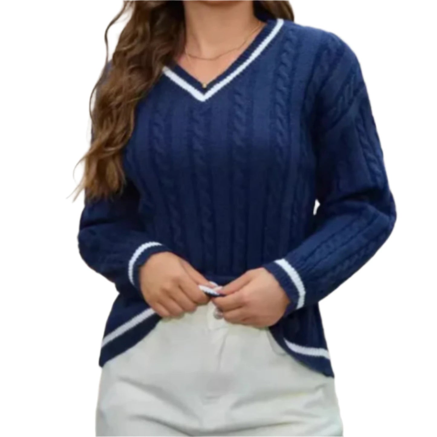 Comfy V-Neck Sweater With a Twist Design