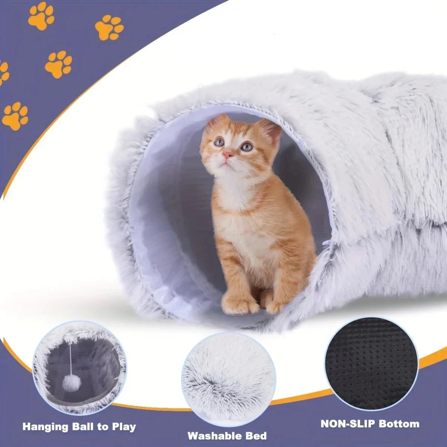 Soft Cat Bed House Kittens Round Tunnel Toy Deep Sleep Bed