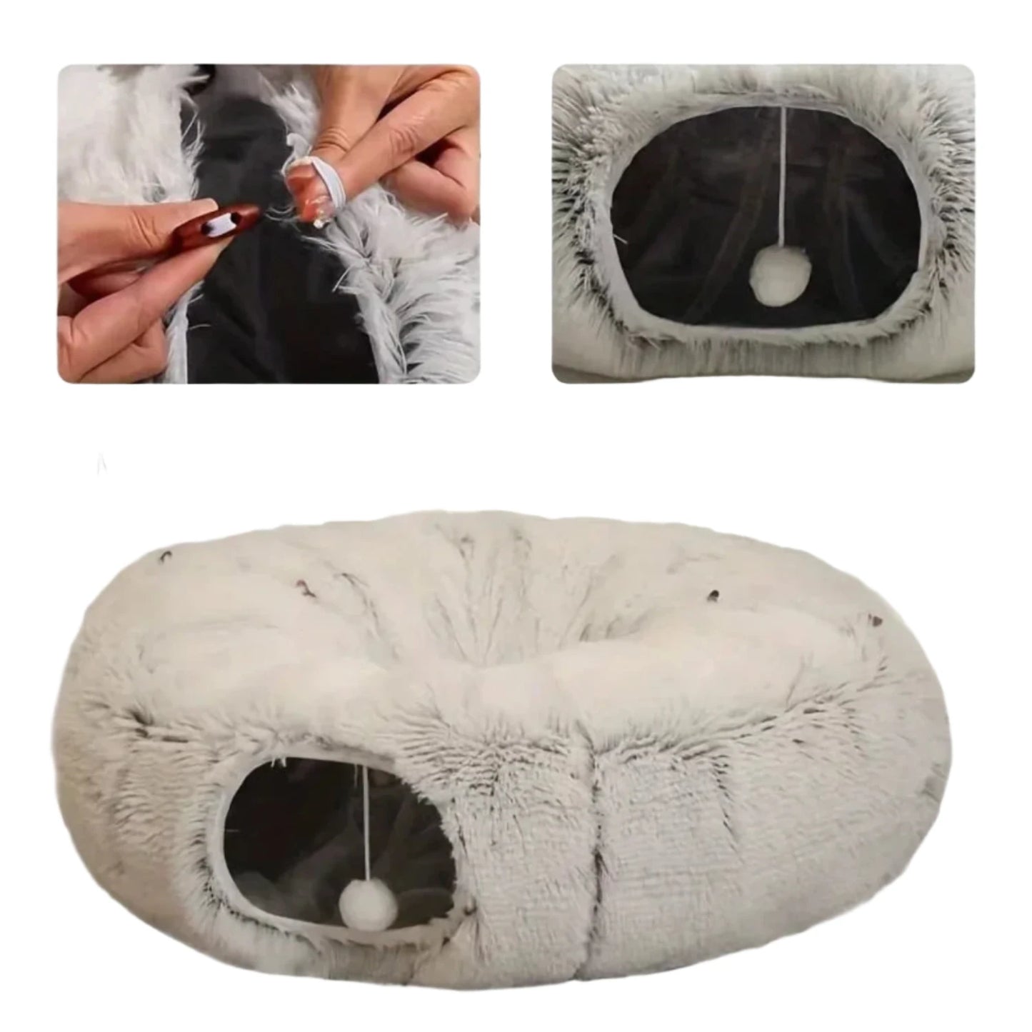 Soft Cat Bed House Kittens Round Tunnel Toy Deep Sleep Bed