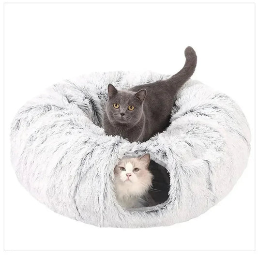 Soft Cat Bed House Kittens Round Tunnel Toy Deep Sleep Bed