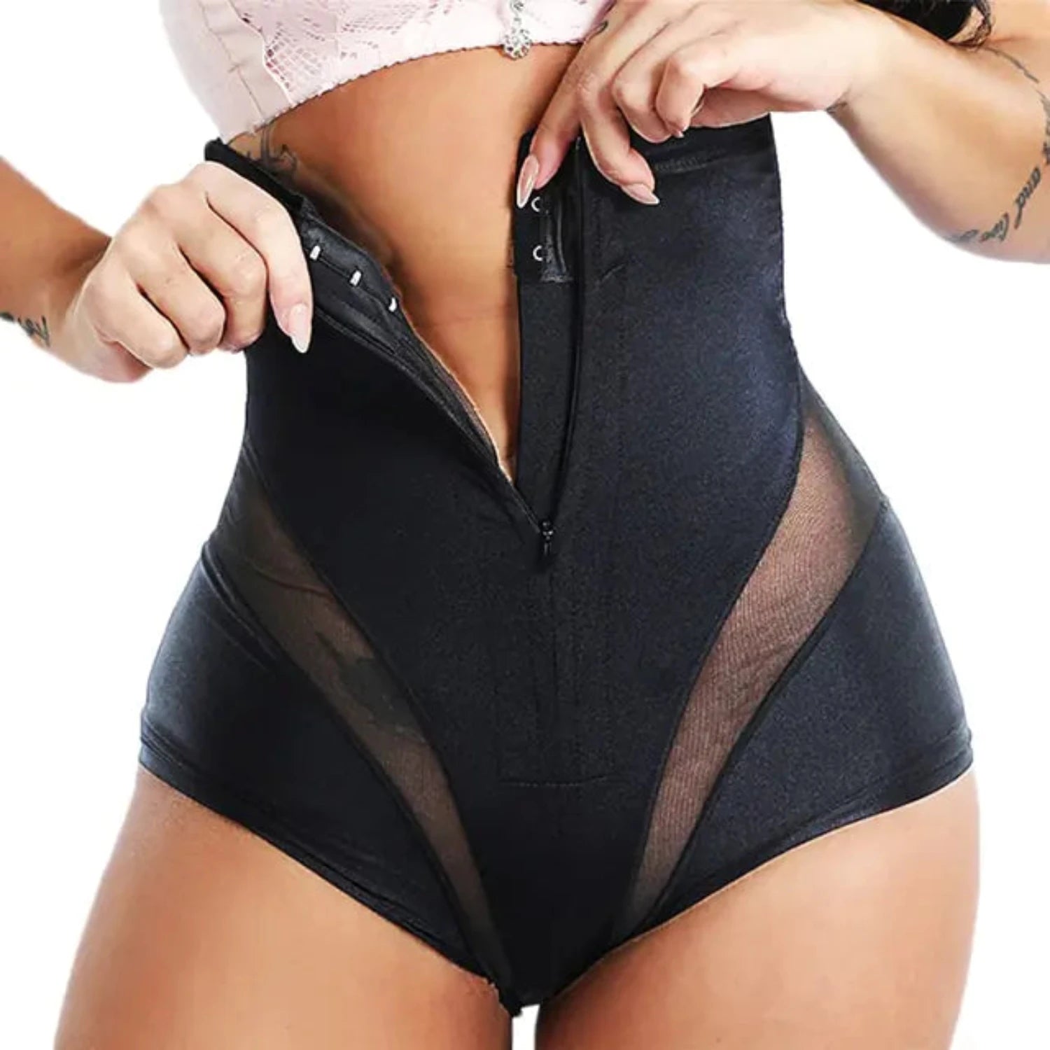 Shapewear Lace Zipper Buckle Up Body Shaper