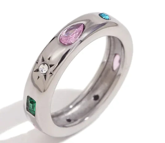 Water Drop Geometry Color Zircon Ring For Women