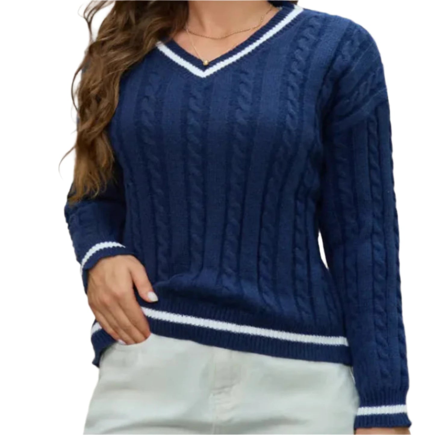 Comfy V-Neck Sweater With a Twist Design