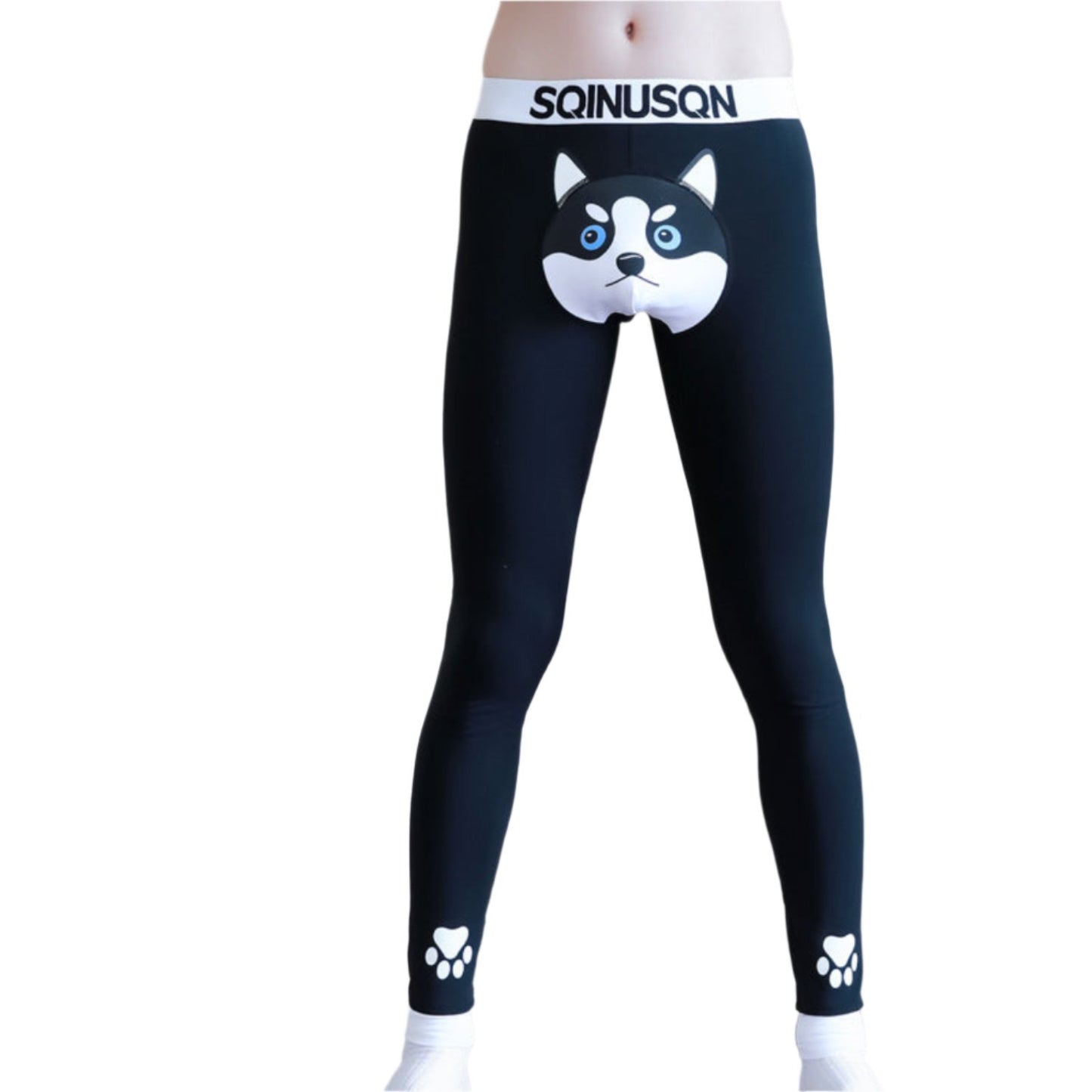 Dog Print Leggings Winter Warm Cotton Pants For Men