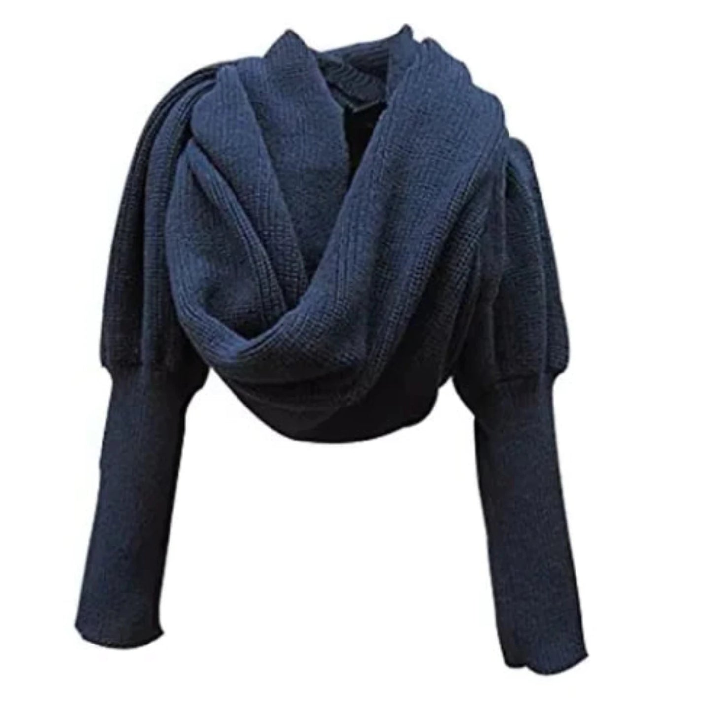 Stylish Knit Wool Scarf Shawl with Sleeves