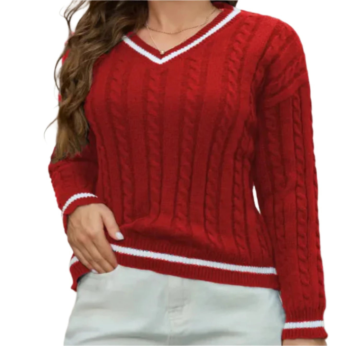 Comfy V-Neck Sweater With a Twist Design