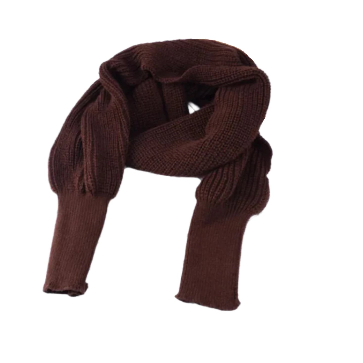 Stylish Knit Wool Scarf Shawl with Sleeves