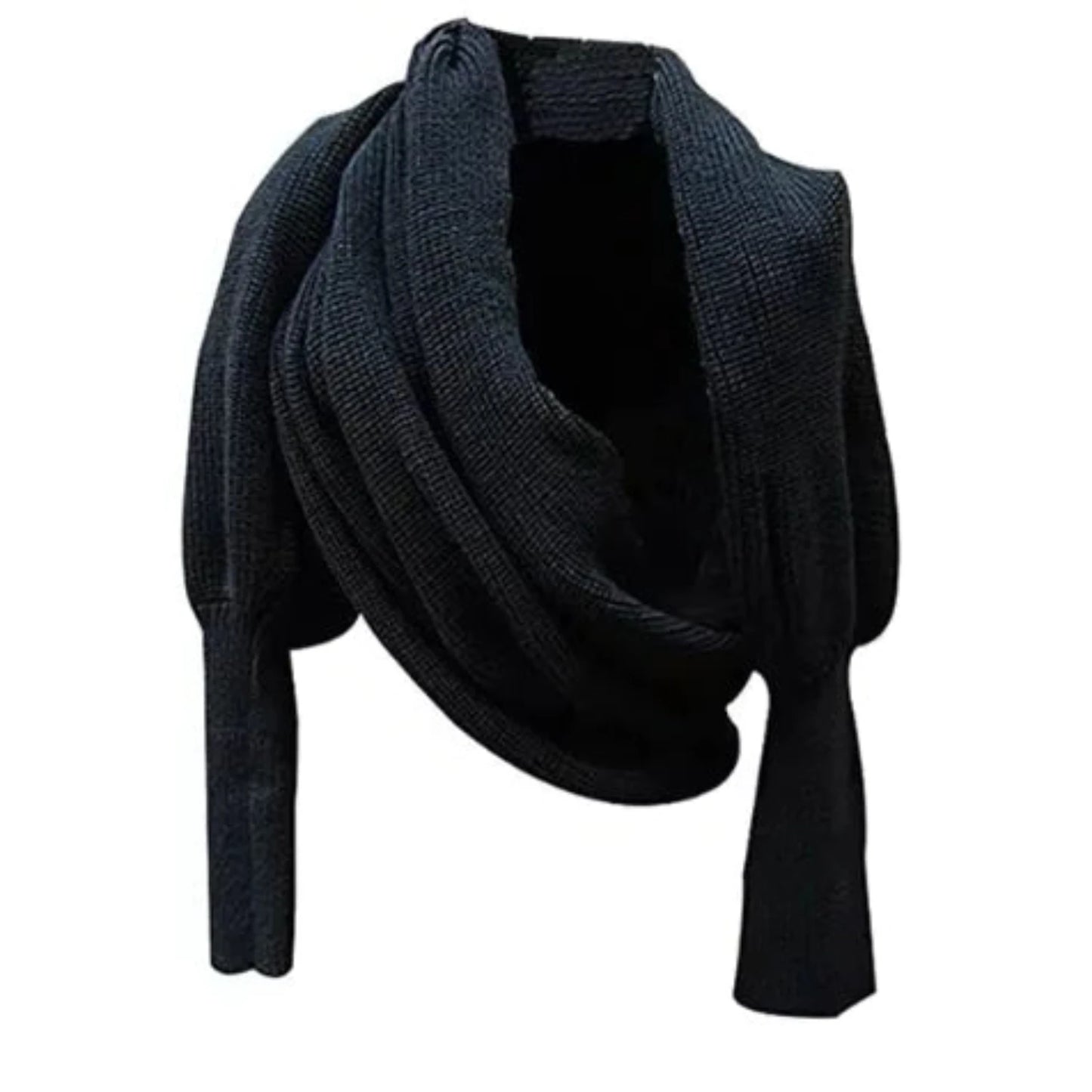 Stylish Knit Wool Scarf Shawl with Sleeves