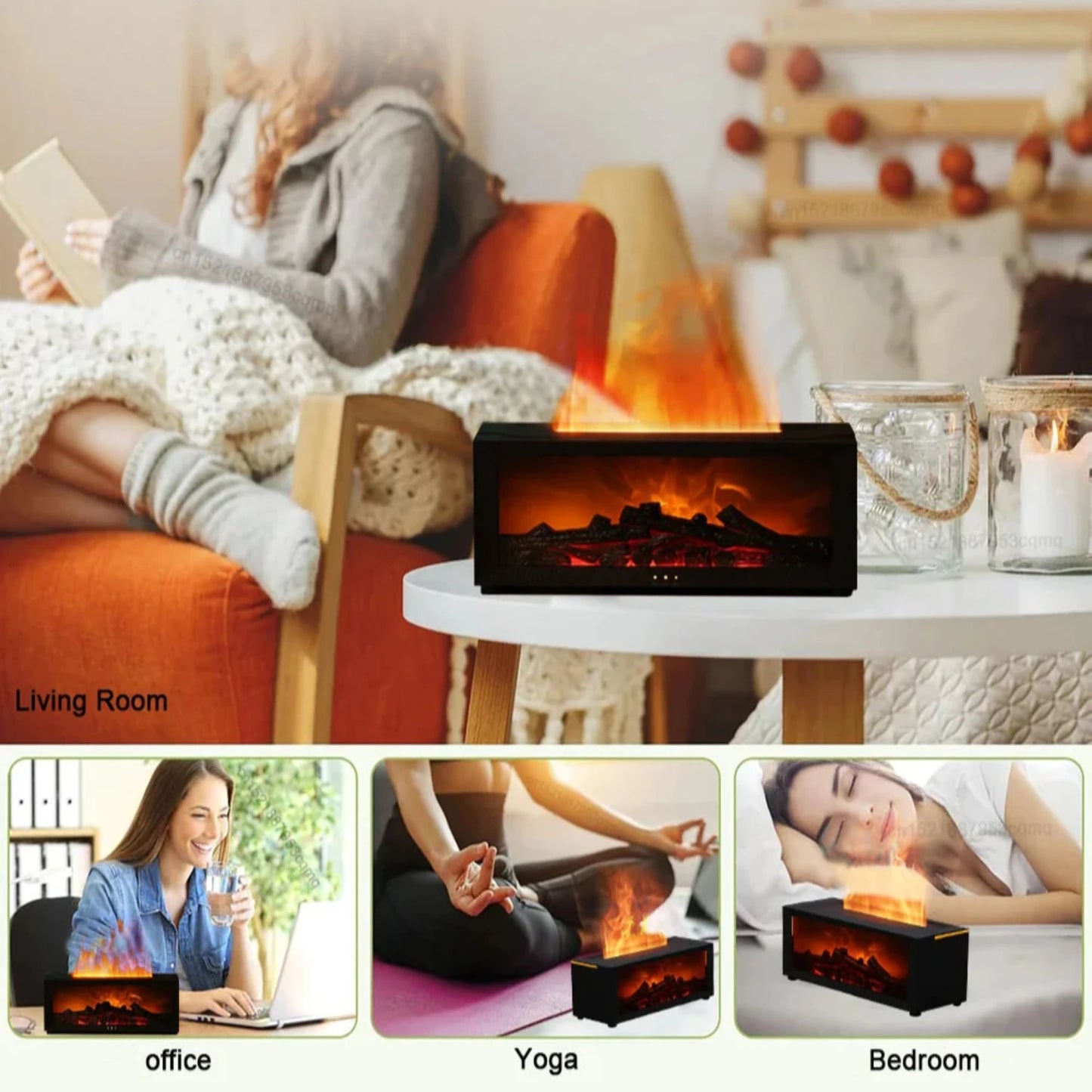 Fireplace Aromatherapy Humidifier Colorful Essential Oil Diffuser